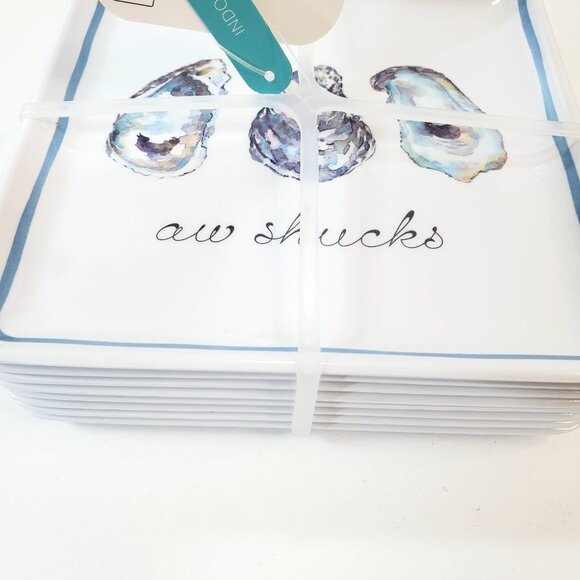 SIGRID OLSEN Set of 8 Appetizer Plates 6" Square Melamine Oyster Aw Shucks - Picture 3 of 10